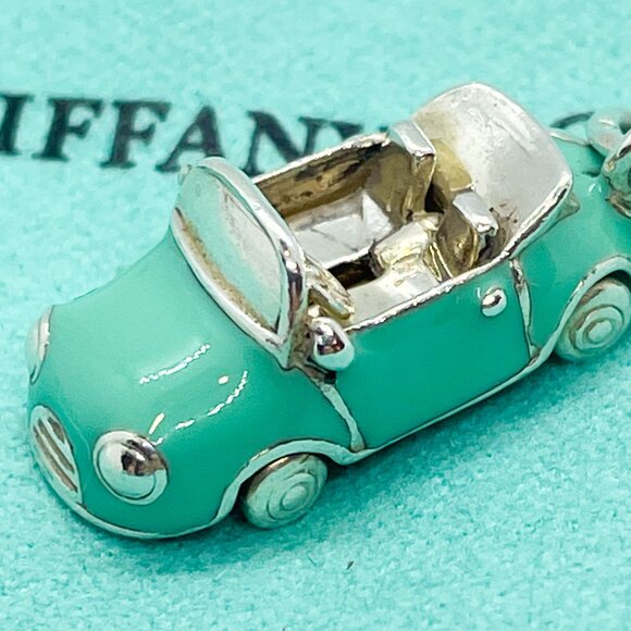 Tiffany & Co. Blue Enamel Convertible Car Charm Sterling Silver Pendant - Picture 3 of 16